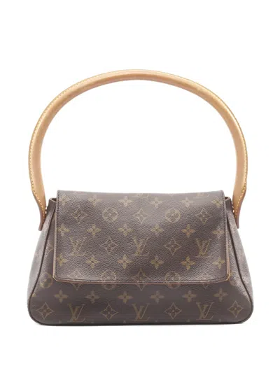 Pre-owned Louis Vuitton 2001 Monogram Looping Tote Bag In Brown
