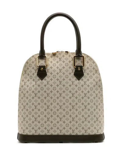 Pre-owned Louis Vuitton 2001 Monogram Mini Lin Alma Haut Handbag In Brown