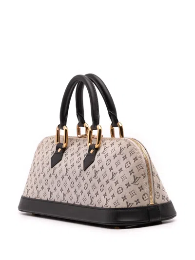 Pre-owned Louis Vuitton 2001 Monogram Mini Lin Alma Horizontal Handbag In Gray