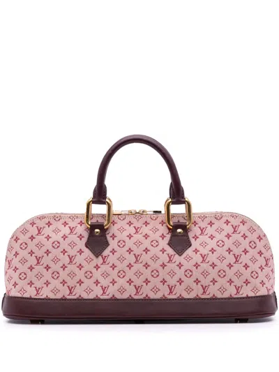 Pre-owned Louis Vuitton 2001 Monogram Mini Lin Alma Horizontal Handbag In Red