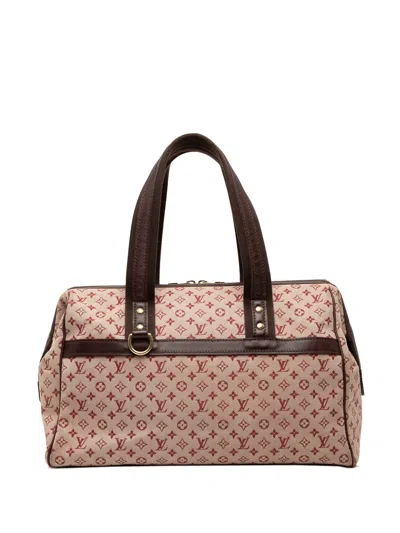 Pre-owned Louis Vuitton 2001 Monogram Mini Lin Josephine Gm Handbag In Red