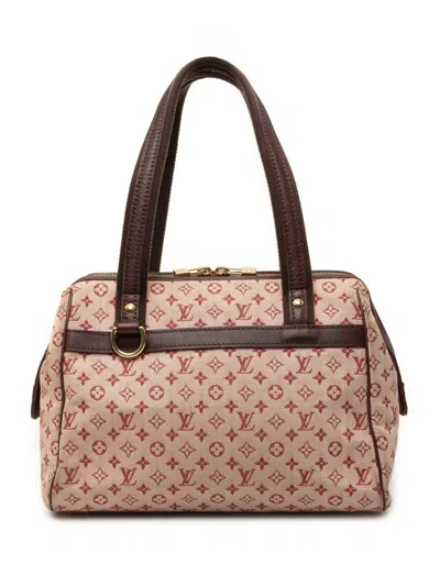 Pre-owned Louis Vuitton 2001 Monogram Mini Lin Josephine Pm Handbag In Red