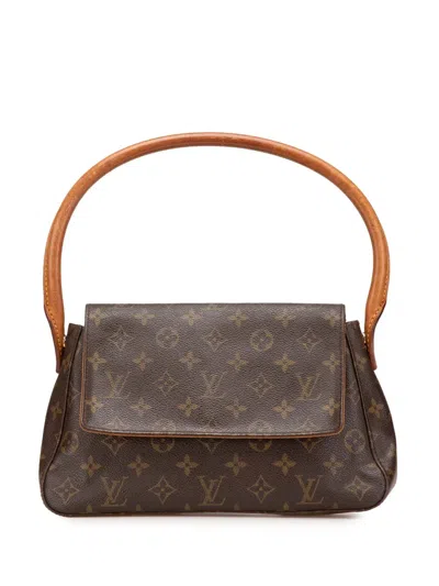 Pre-owned Louis Vuitton 2001 Monogram Mini Looping Shoulder Bag In Brown