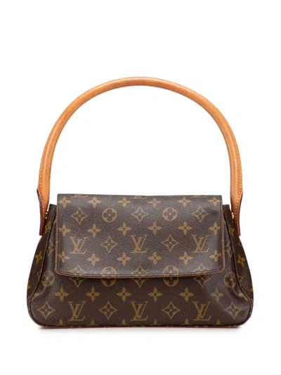 Pre-owned Louis Vuitton 2001 Monogram Mini Looping Shoulder Bag In Brown