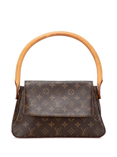 Pre-owned Louis Vuitton 2001 Monogram Mini Looping Shoulder Bag In Brown