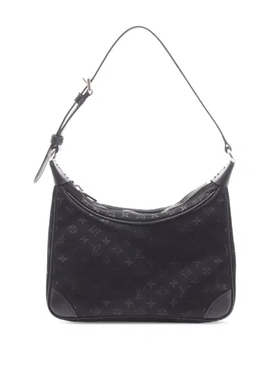 Pre-owned Louis Vuitton 2001 Monogram Mini Satin Boulogne Shoulder Bag In Black
