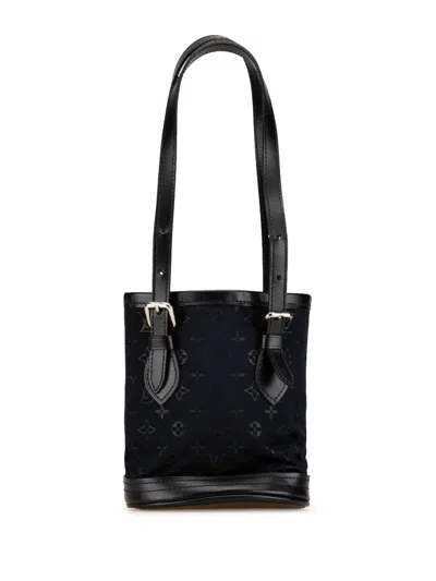 Pre-owned Louis Vuitton 2001 Monogram Mini Satin Bucket Bag In 黑色