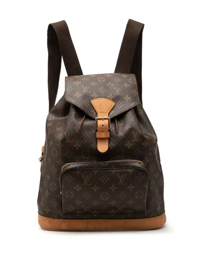 Pre-owned Louis Vuitton 2001 Monogram Montsouris Gm Backpack In Brown