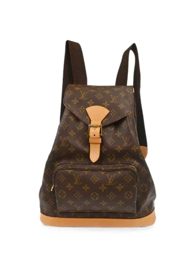 Pre-owned Louis Vuitton 2001 Monogram Montsouris Gm Backpack In Brown