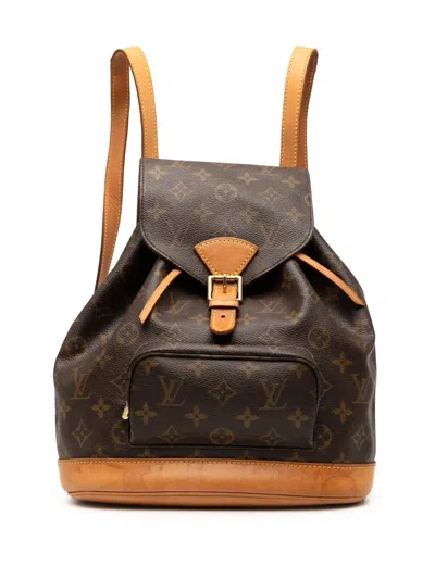 Pre-owned Louis Vuitton 2001 Monogram Montsouris Mm Backpack In Brown