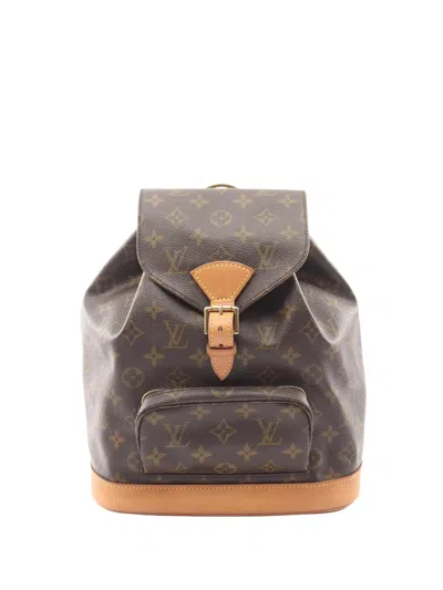 Pre-owned Louis Vuitton 2001 Monogram Montsouris Mm Backpack In Brown