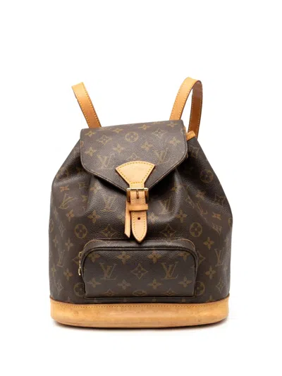 Pre-owned Louis Vuitton 2001 Monogram Montsouris Pm Backpack In Brown