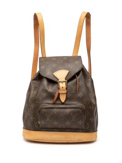 Pre-owned Louis Vuitton 2001 Monogram Montsouris Pm Backpack In Brown