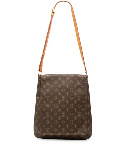Pre-owned Louis Vuitton 2001 Monogram Musette Salsa Long Strap Crossbody Bag In Brown