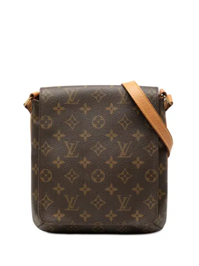 Pre-owned Louis Vuitton 2001 Monogram Musette Salsa Pm Short Strap Shoulder Bag In Brown