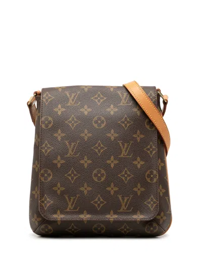 Pre-owned Louis Vuitton 2001 Monogram Musette Salsa Pm Short Strap Shoulder Bag In Brown