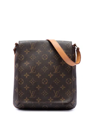 Pre-owned Louis Vuitton 2001 Monogram Musette Salsa Pm Short Strap Shoulder Bag In Brown