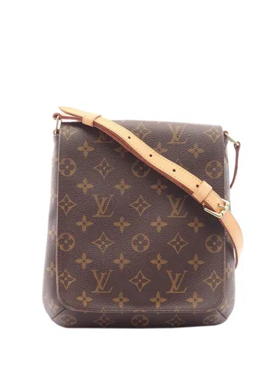 Pre-owned Louis Vuitton 2001 Monogram Musette Salsa Pm Short Strap Shoulder Bag In Brown