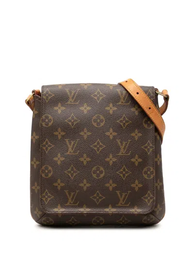 Pre-owned Louis Vuitton 2001 Monogram Musette Salsa Pm Short Strap Shoulder Bag In Brown