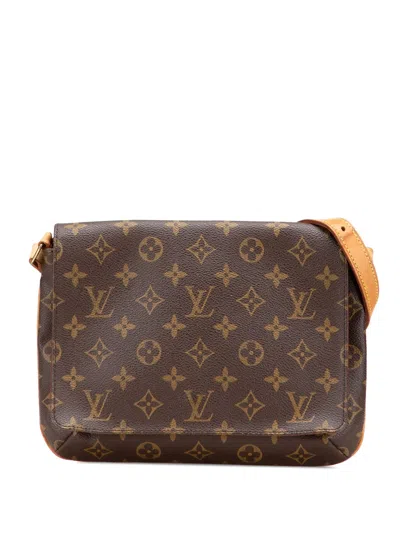 Pre-owned Louis Vuitton 2001 Monogram Musette Tango Short Strap Shoulder Bag In Brown