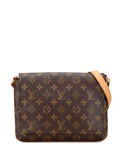 Pre-owned Louis Vuitton 2001 Monogram Musette Tango Short Strap Shoulder Bag In Brown