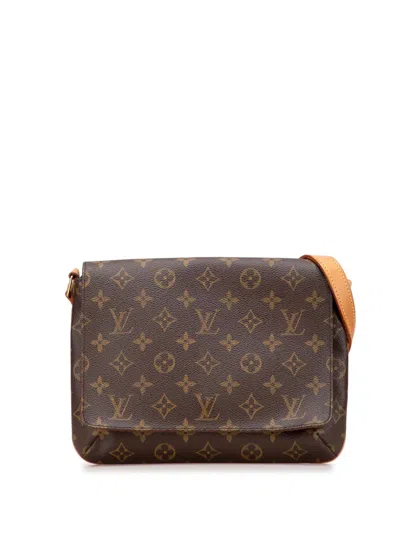 Pre-owned Louis Vuitton 2001 Monogram Musette Tango Short Strap Shoulder Bag In Brown