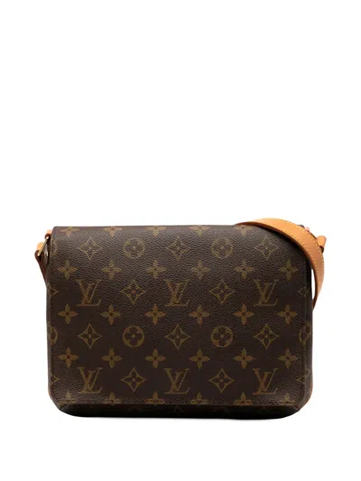 Pre-owned Louis Vuitton 2001 Monogram Musette Tango Short Strap Shoulder Bag In Brown