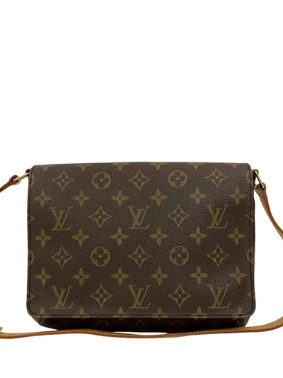 Pre-owned Louis Vuitton 2001 Monogram Musette Tango Short Strap Shoulder Bag In Brown