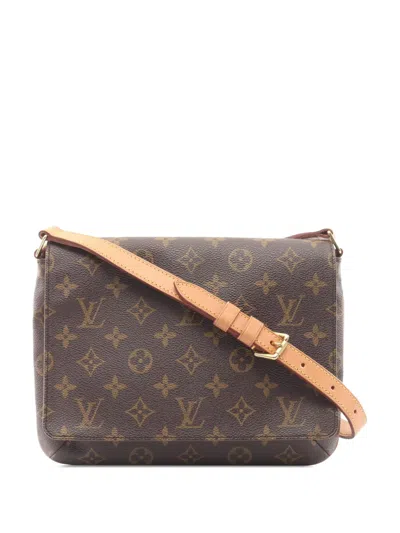 Pre-owned Louis Vuitton 2001 Monogram Musette Tango Short Strap Shoulder Bag In Brown