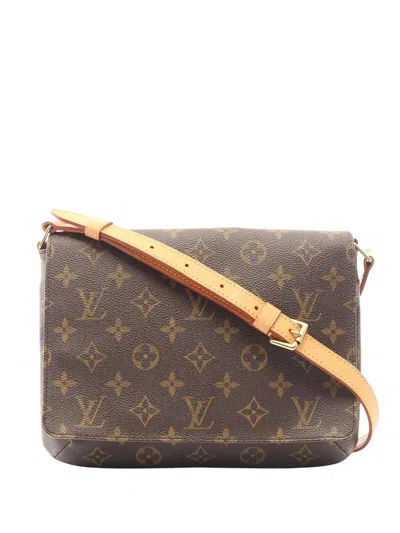 Pre-owned Louis Vuitton 2001 Monogram Musette Tango Short Strap Shoulder Bag In Brown