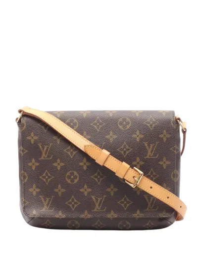 Pre-owned Louis Vuitton 2001 Monogram Musette Tango Short Strap Shoulder Bag In Brown
