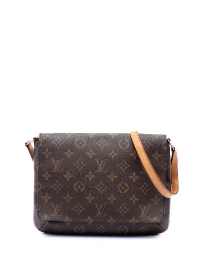 Pre-owned Louis Vuitton 2001 Monogram Musette Tango Short Strap Shoulder Bag In Brown