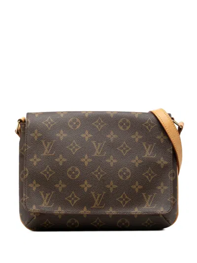 Pre-owned Louis Vuitton 2001 Monogram Musette Tango Short Strap Shoulder Bag In Brown