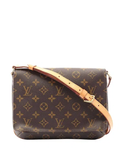 Pre-owned Louis Vuitton 2001 Monogram Musette Tango Short Strap Shoulder Bag In Brown