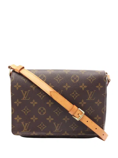 Pre-owned Louis Vuitton 2001 Monogram Musette Tango Short Strap Shoulder Bag In Brown