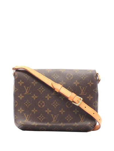 Pre-owned Louis Vuitton 2001 Monogram Musette Tango Short Strap Shoulder Bag In Brown