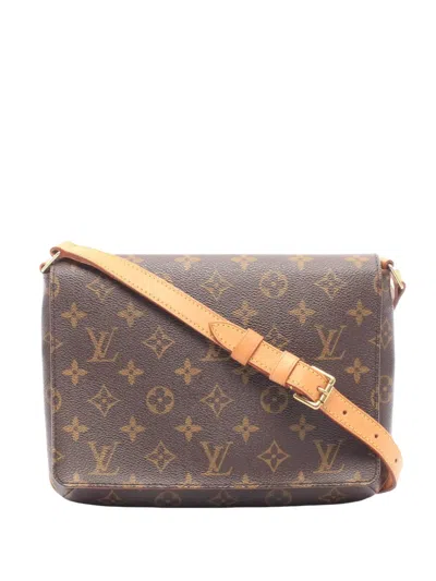 Pre-owned Louis Vuitton 2001 Monogram Musette Tango Short Strap Shoulder Bag In Brown