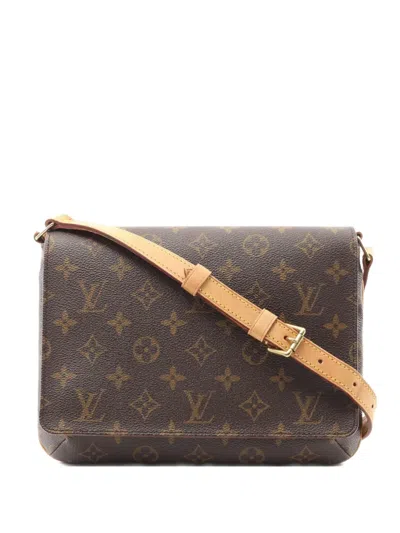 Pre-owned Louis Vuitton 2001 Monogram Musette Tango Shoulder Bag In Brown