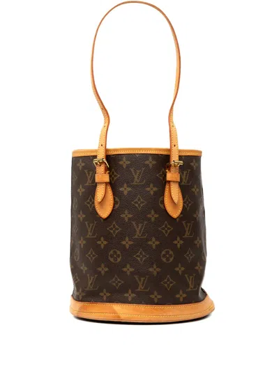 Pre-owned Louis Vuitton 2001 Monogram Petit Bucket Bag In Brown