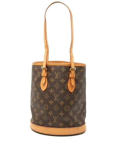 Pre-owned Louis Vuitton 2001 Monogram Petit Bucket Bag In Brown