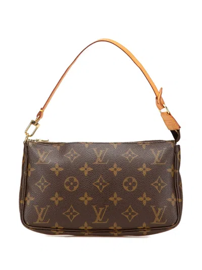 Pre-owned Louis Vuitton 2001 Monogram Pochette Accessoires Shoulder Bag In Brown