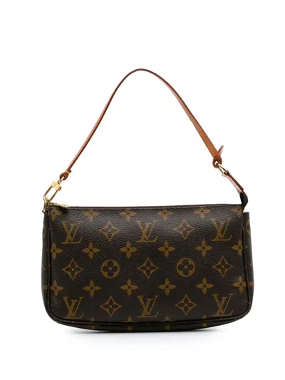 Pre-owned Louis Vuitton 2001 Monogram Pochette Accessoires Shoulder Bag In Brown