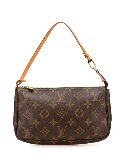 Pre-owned Louis Vuitton 2001 Monogram Pochette Accessoires Shoulder Bag In Brown