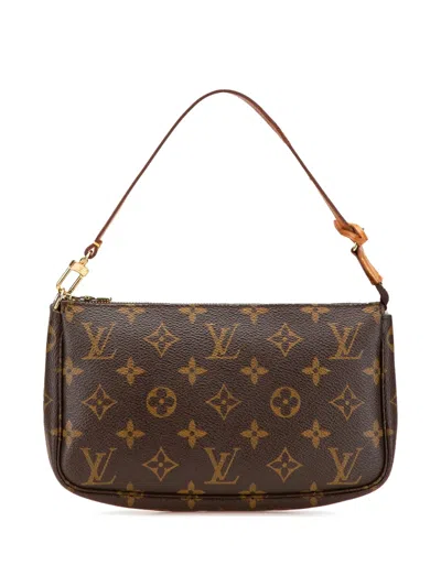 Pre-owned Louis Vuitton 2001 Monogram Pochette Accessoires Shoulder Bag In Brown