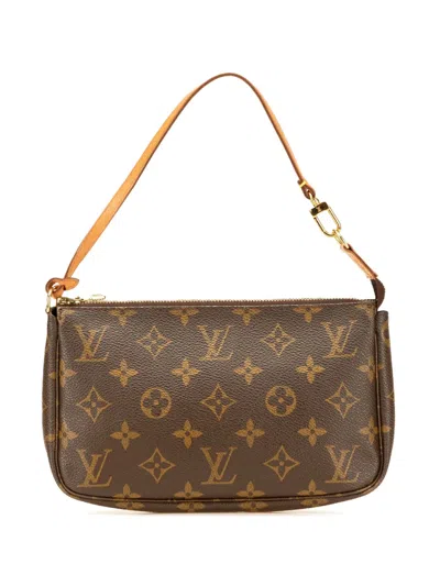 Pre-owned Louis Vuitton 2001 Monogram Pochette Accessoires Shoulder Bag In Brown