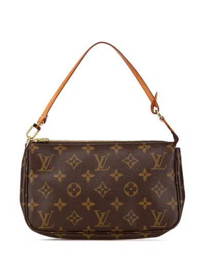 Pre-owned Louis Vuitton 2001 Monogram Pochette Accessoires Shoulder Bag In Brown