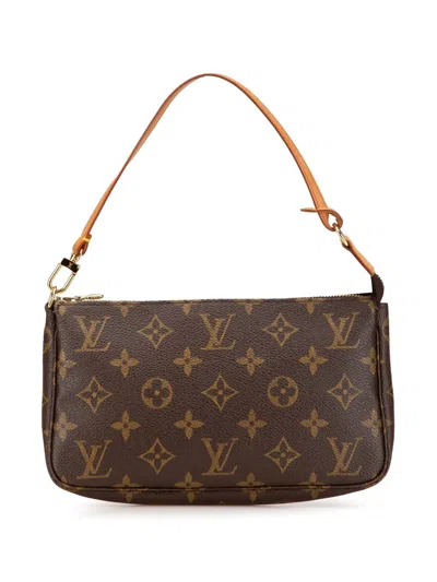 Pre-owned Louis Vuitton 2001 Monogram Pochette Accessoires Shoulder Bag In Brown