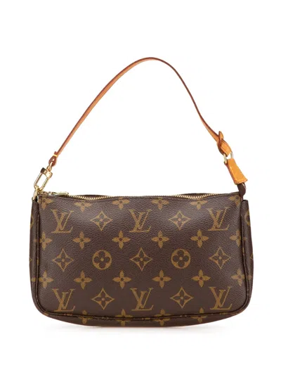 Pre-owned Louis Vuitton 2001 Monogram Pochette Accessoires Shoulder Bag In Brown