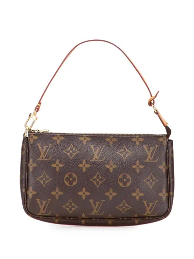 Pre-owned Louis Vuitton 2001 Monogram Pochette Accessoires Shoulder Bag In Brown