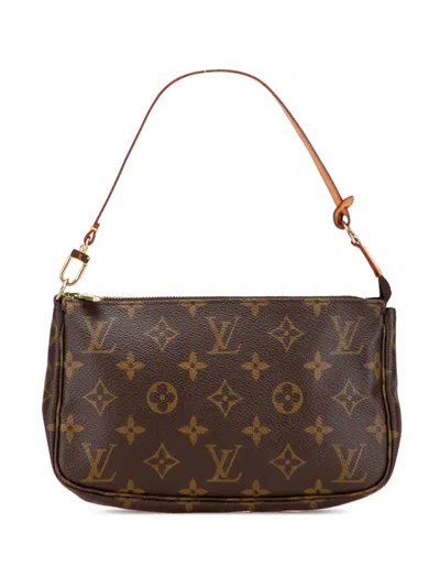 Pre-owned Louis Vuitton 2001 Monogram Pochette Accessoires Shoulder Bag In Brown